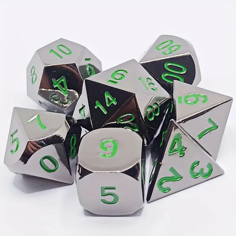 Green Dwarf - 7 Piece Metal Polyhedral Dice Set