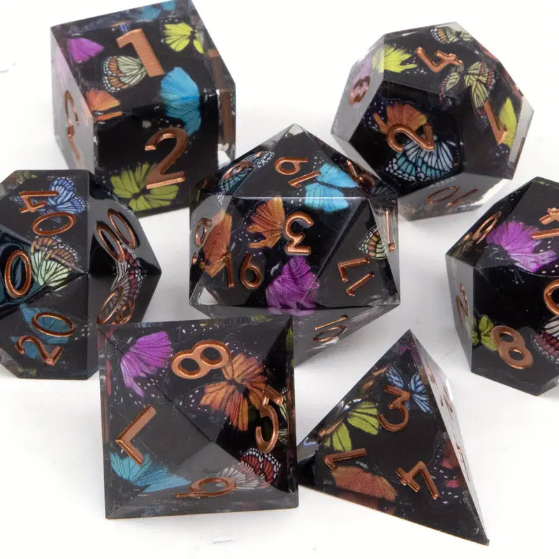 Mariposa - Handcrafted Sharp Edge Dice Set & Dice Case