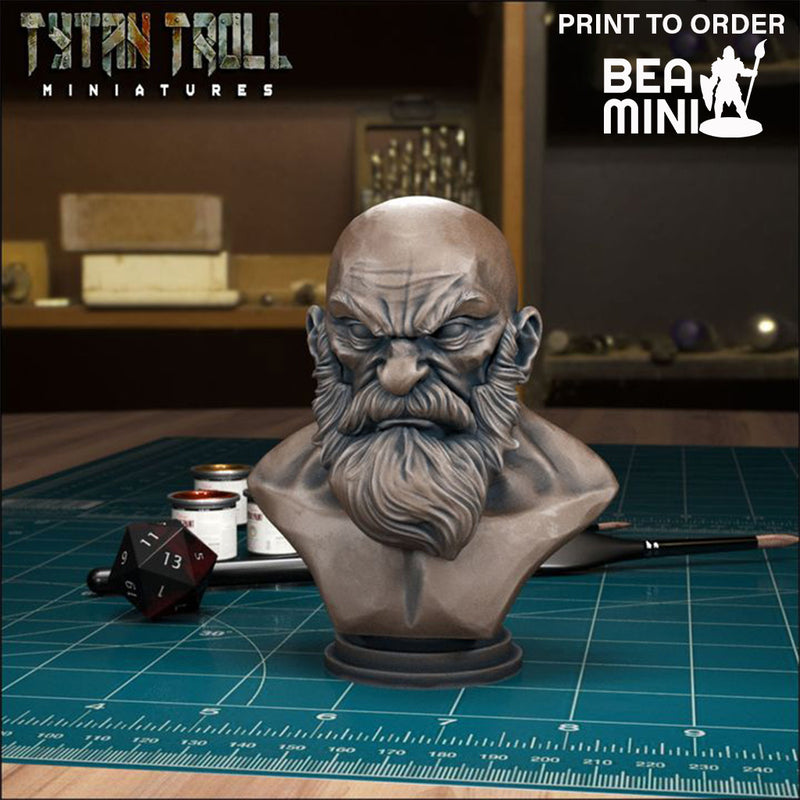 Bearded Man Bust | BeaMini Print to Order Miniatures