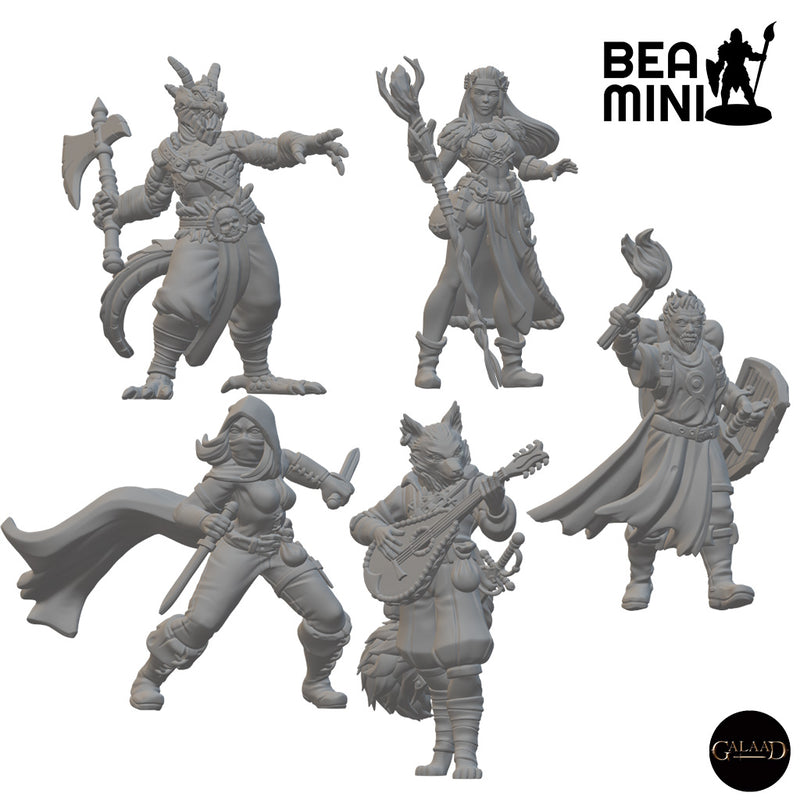 Adventuring Band | BeaMini Unpainted RPG Miniatures