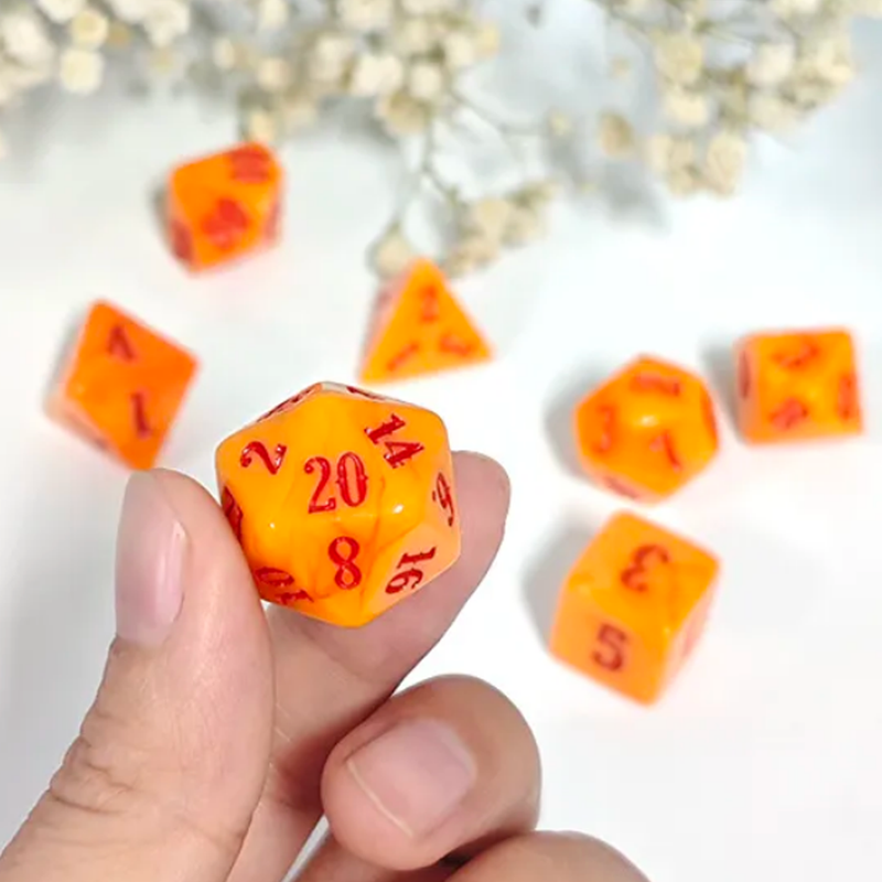 American Cheddar - 7 Piece Polyhedral Dice Set + Dice Bag