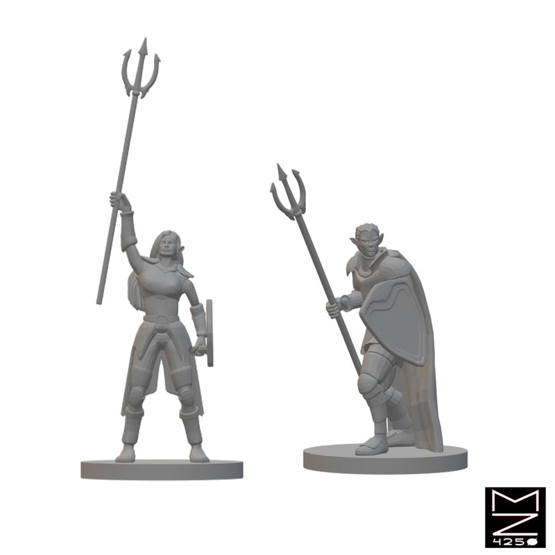 Aquatic Elf Clerics | BeaMini Unpainted RPG Miniatures