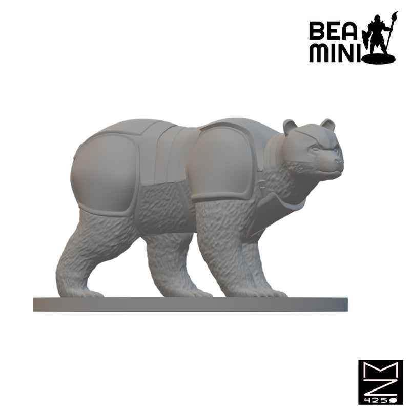 Armoured Brown Bear | BeaMini Unpainted RPG Miniatures