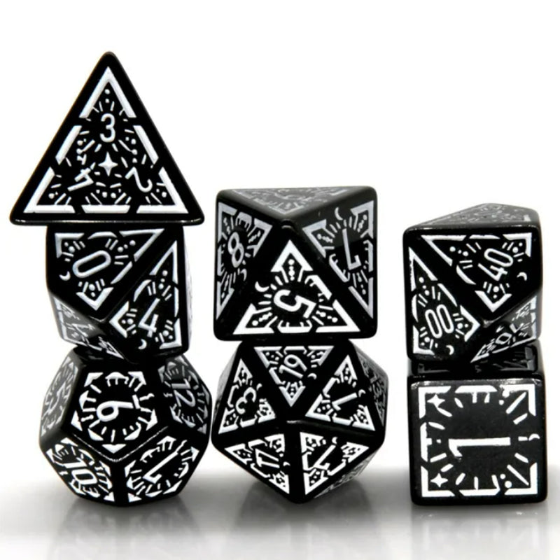 Black Dawn - 7 Piece Polyhedral Dice Set + Dice Bag