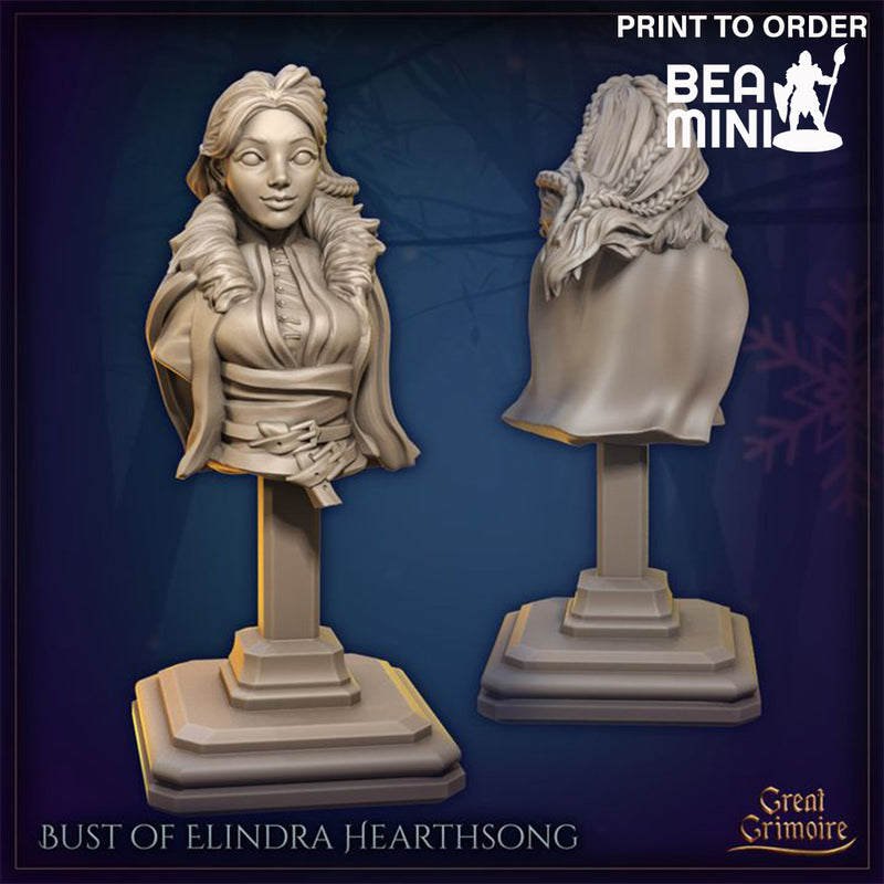 Bust of Elindra Hearthsong | BeaMini Print to Order Miniatures