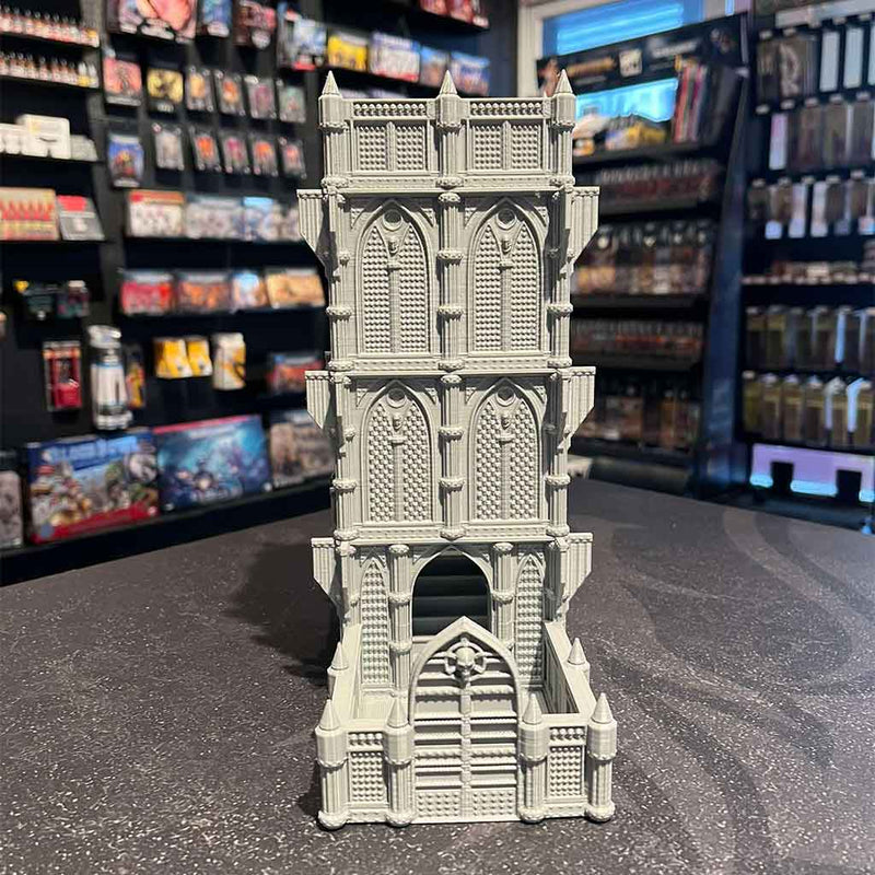 3D Printed Dice Tower - Cathedral (Grey)