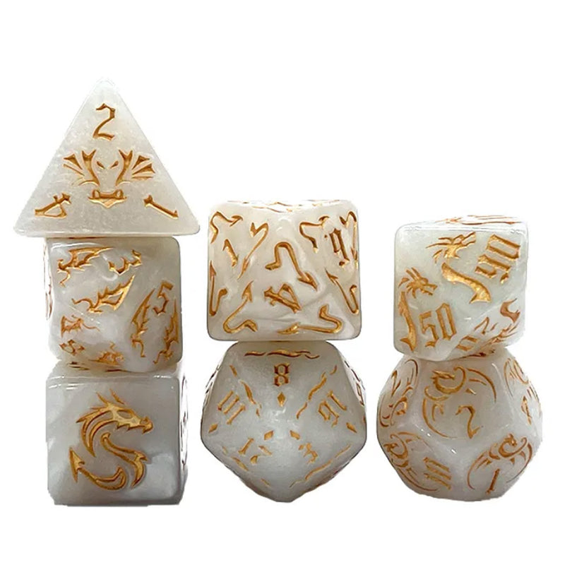 Celestial Dragon - 7 Piece Polyhedral Dice Set + Dice Bag