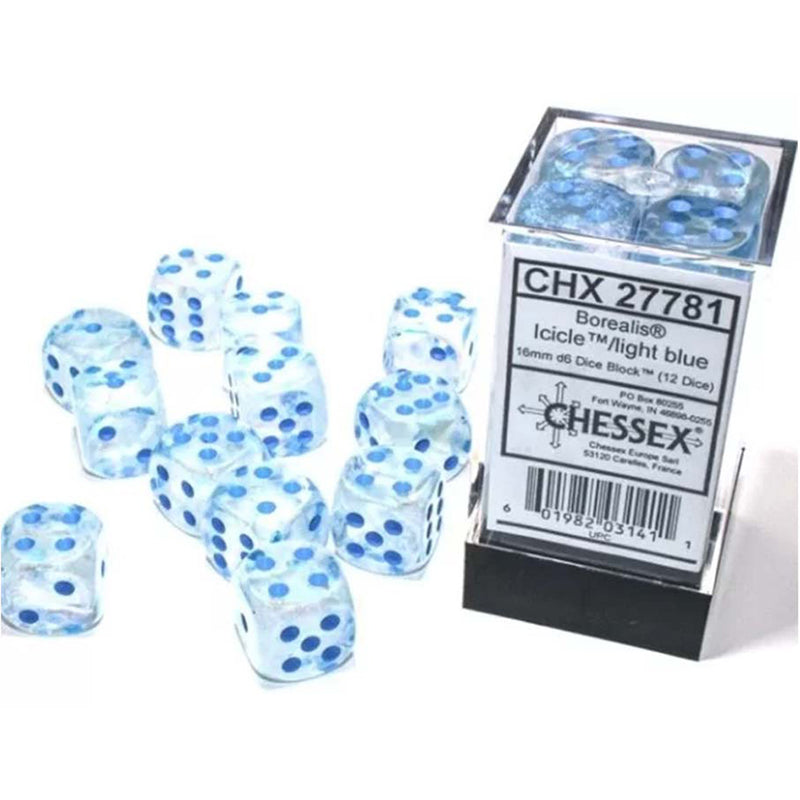 Chessex Borealis Icicle d6Dice Set (12xD6) (CHX 27781)