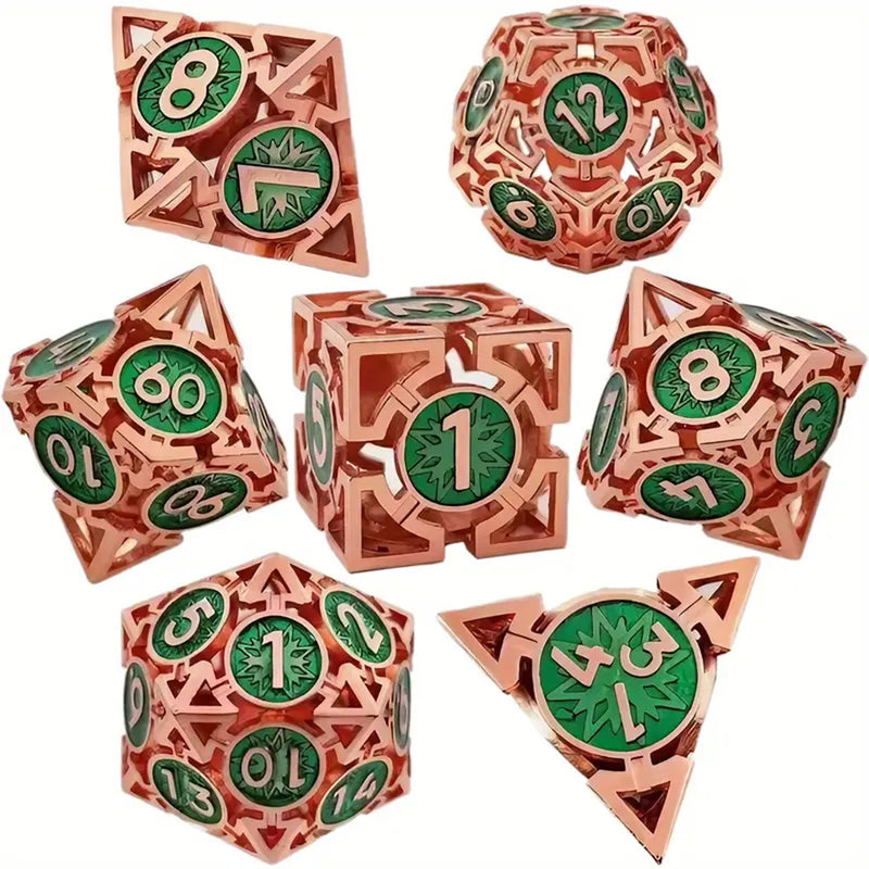 Brothers In Arms - 7 Piece Hollow Metal Polyhedral Dice Set & Dice Case