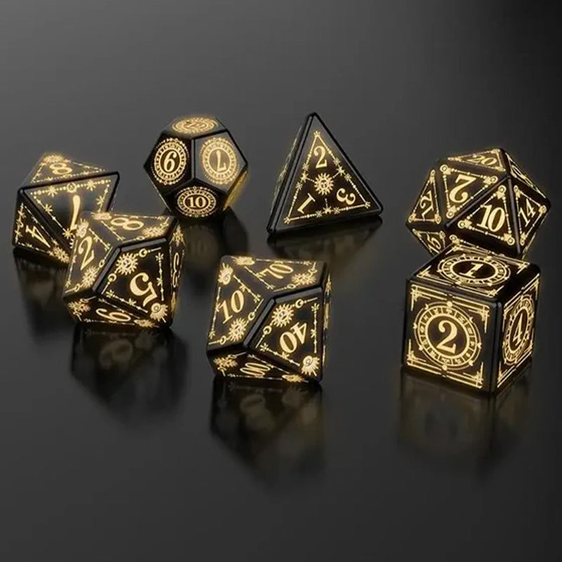 Holy Radiance LED Dice - Rechargeable Light Up Dice - 7 Piece Dice Set