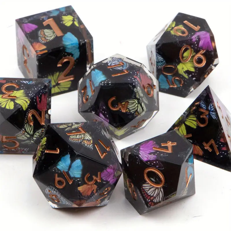 Mariposa - Handcrafted Sharp Edge Dice Set & Dice Case