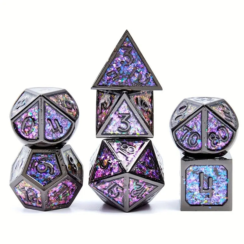 Seraphim - 7 Piece Metal Polyhedral Dice Set & Dice Case