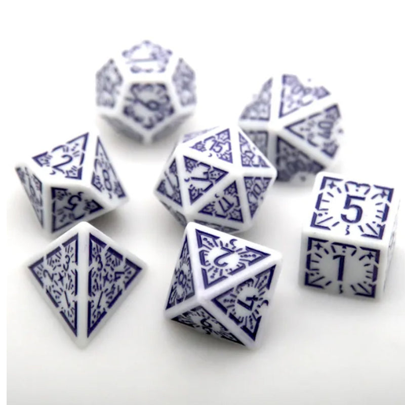 Purple Dawn - 7 Piece Polyhedral Dice Set + Dice Bag