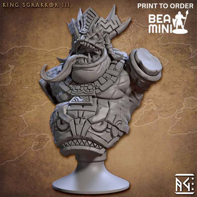 King Sgrakkor III Bust | BeaMini Print to Order Miniatures