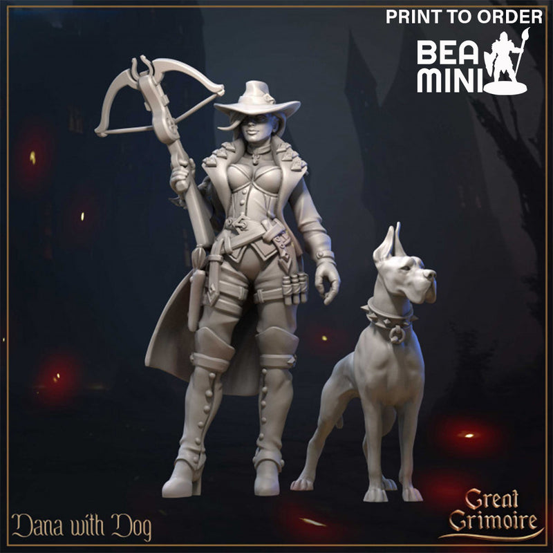 Dana with Dog | BeaMini Print to Order Miniatures