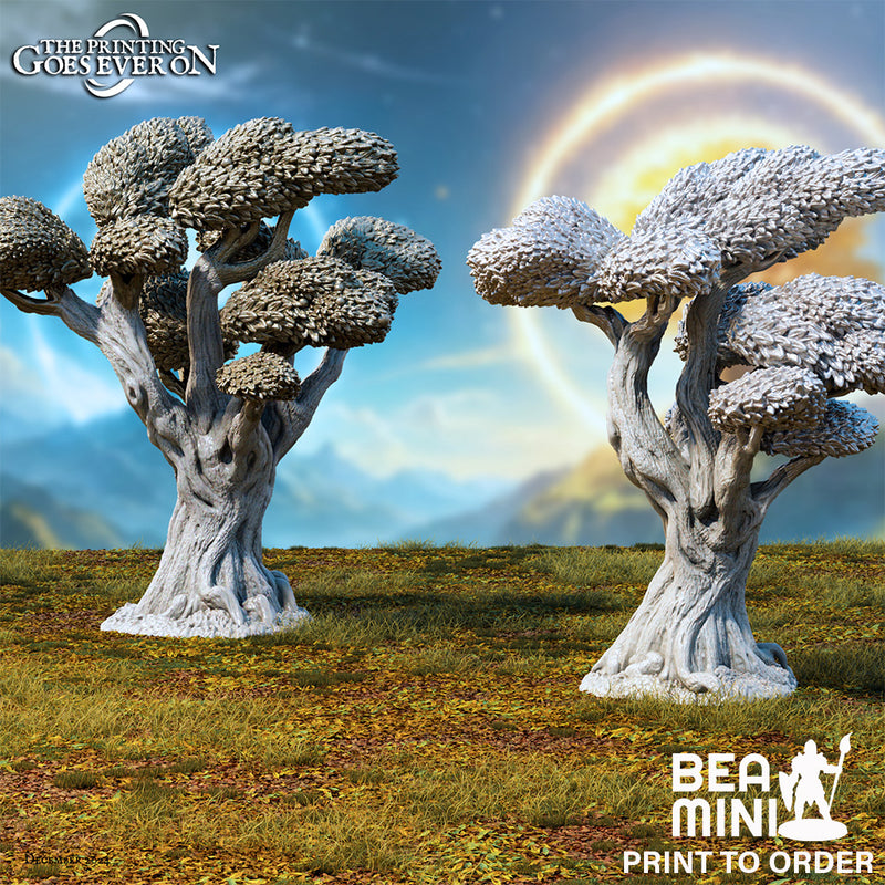 Trees of Golden Dawn and Silver Radiance | BeaMini Print to Order Miniatures