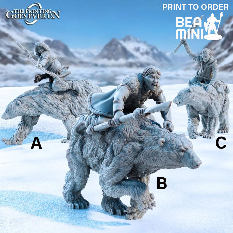 Frostkin Polar Bear Rider | BeaMini Print to Order Miniatures