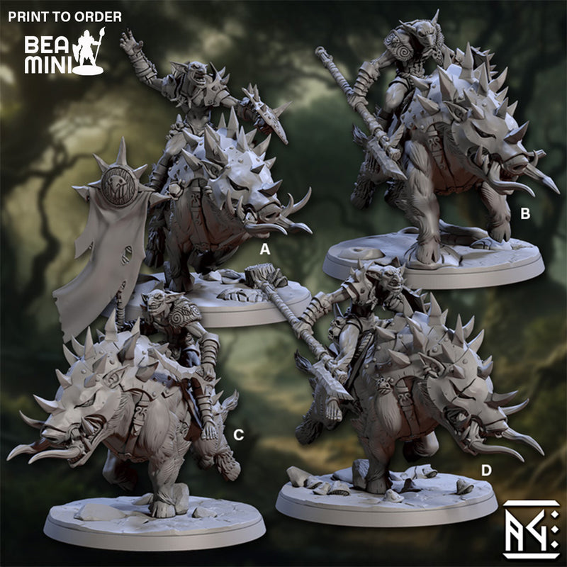 Faldorn Warhog Riders | BeaMini Print to Order Miniatures