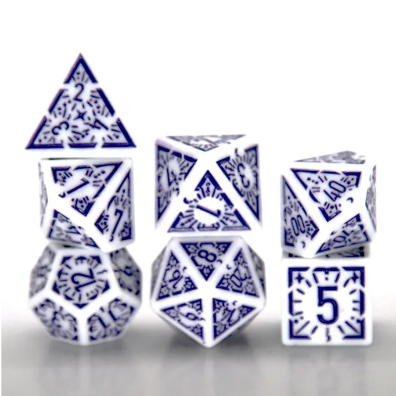 Purple Dawn - 7 Piece Polyhedral Dice Set + Dice Bag