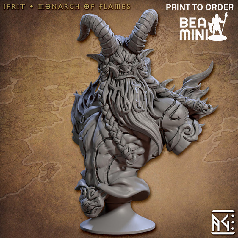 Epic Bust: Ifrit – The Monarch of Flames | BeaMini Print to Order Miniatures