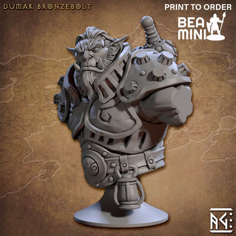 Heroic Bust: Dumak Bronzebolt | BeaMini Print to Order Miniatures