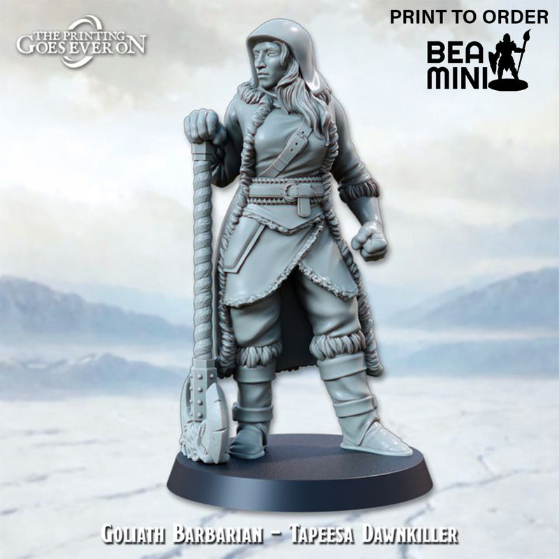 Goliath Barbarian – Tapeesa Dawnkiller | BeaMini Print to Order Miniatures