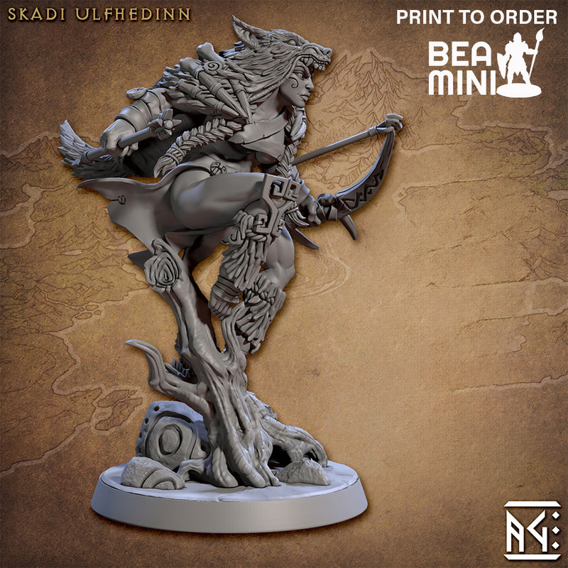 Skadi Ulfhedinn – Demigoddess of the Hunt | BeaMini Print to Order Miniatures