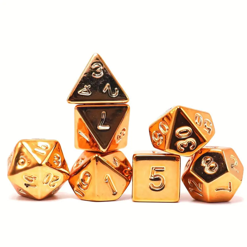 Goblin Treasure - 7 Piece Metal Look Polyhedral Dice Set & Dice Case