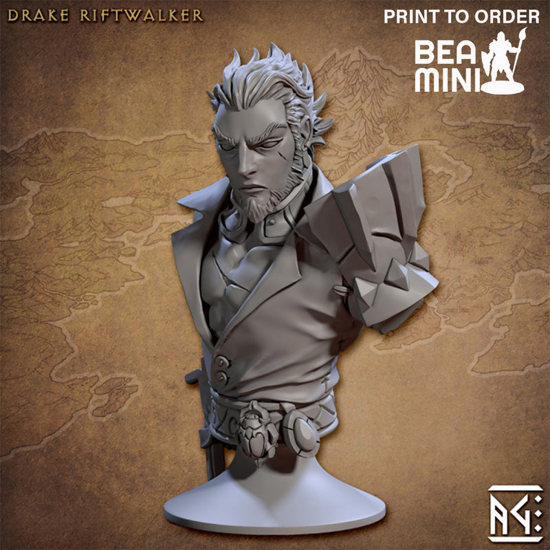 Heroic Bust: Drake Riftwalker | BeaMini Print to Order Miniatures