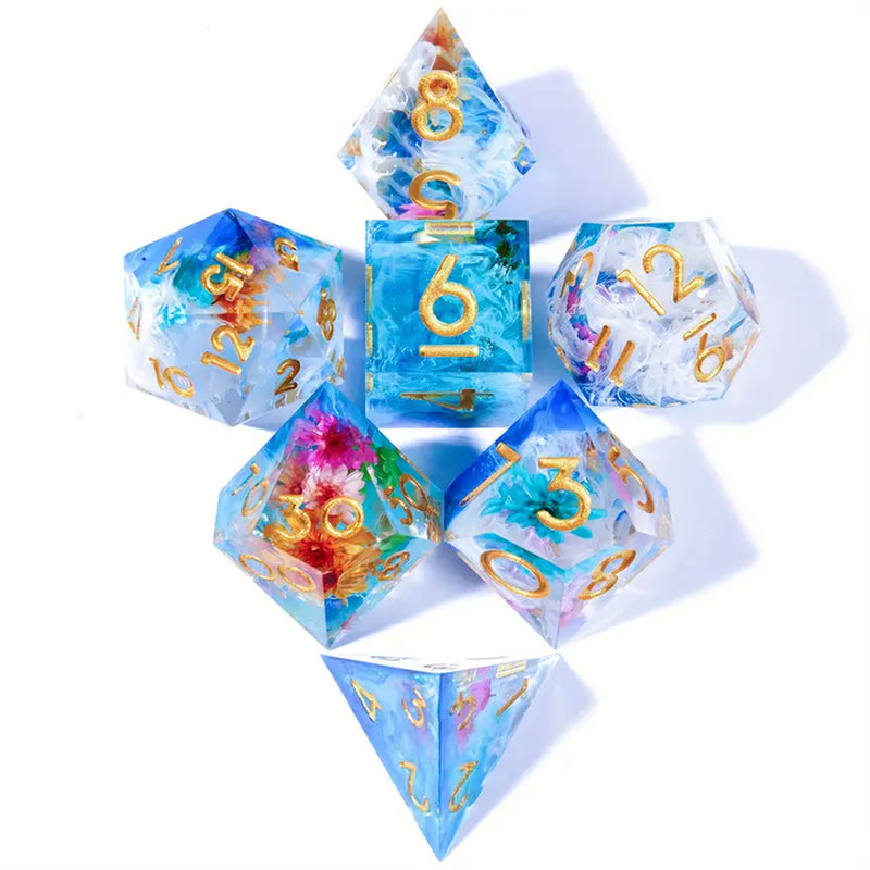 Ariel's Garden - Handcrafted Sharp Edge Dice Set  & Dice Case