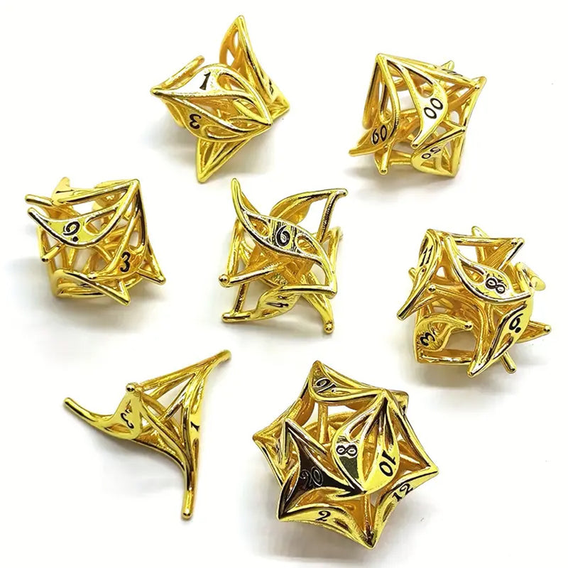 Summer  - 7 Piece Hollow Metal Polyhedral Dice Set & Dice Case