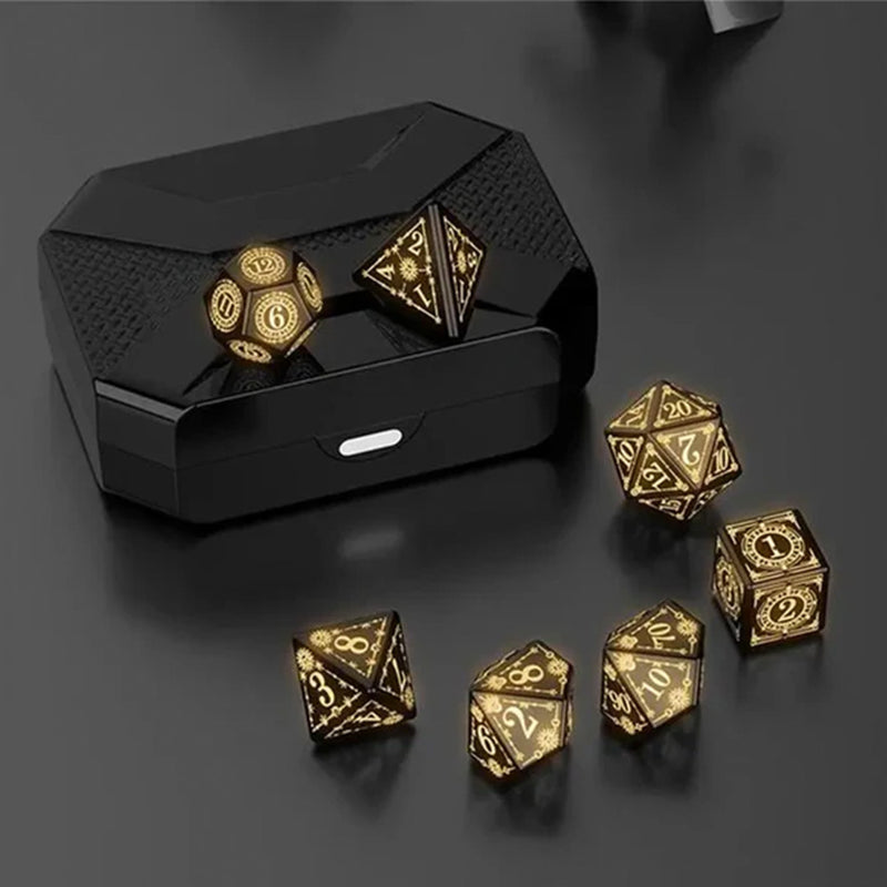 Holy Radiance LED Dice - Rechargeable Light Up Dice - 7 Piece Dice Set