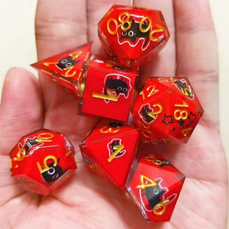 Hopper The Cat - Handcrafted Sharp Edge Dice Set