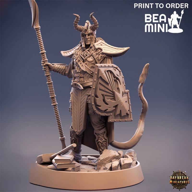 Damien Deadlygate, Tiefling Fighter | BeaMini Print to Order Miniatures