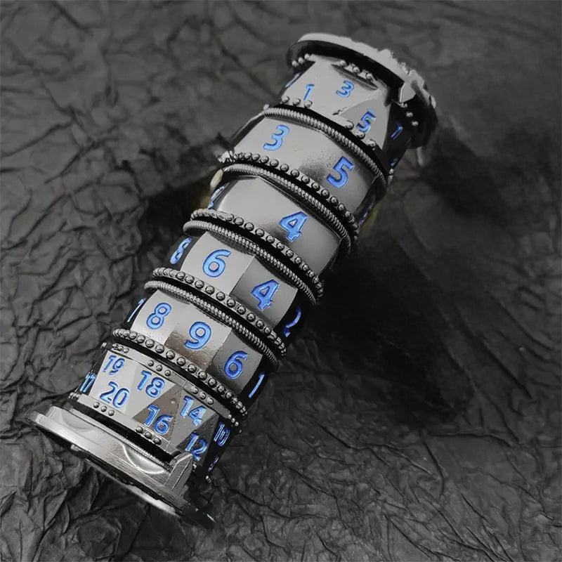 Blue & Black Metal Pagoda Spinner Dice Set