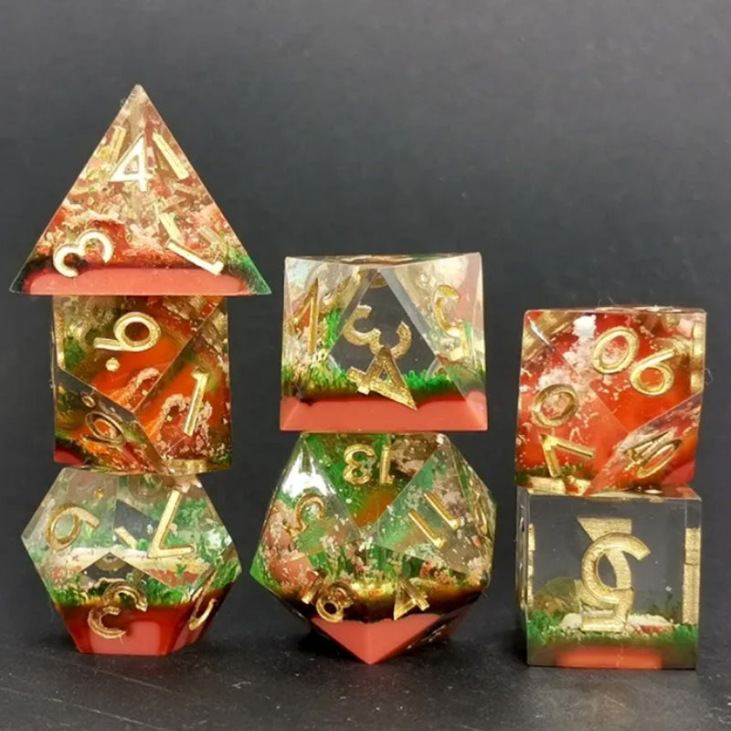 Red Planet - Handcrafted Sharp Edge Dice Set & Dice Case