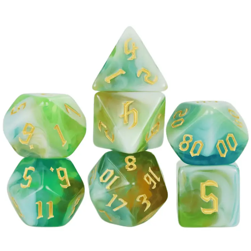 Dreams of the Moonglade - 7 Piece Polyhedral Dice Set + Dice Bag