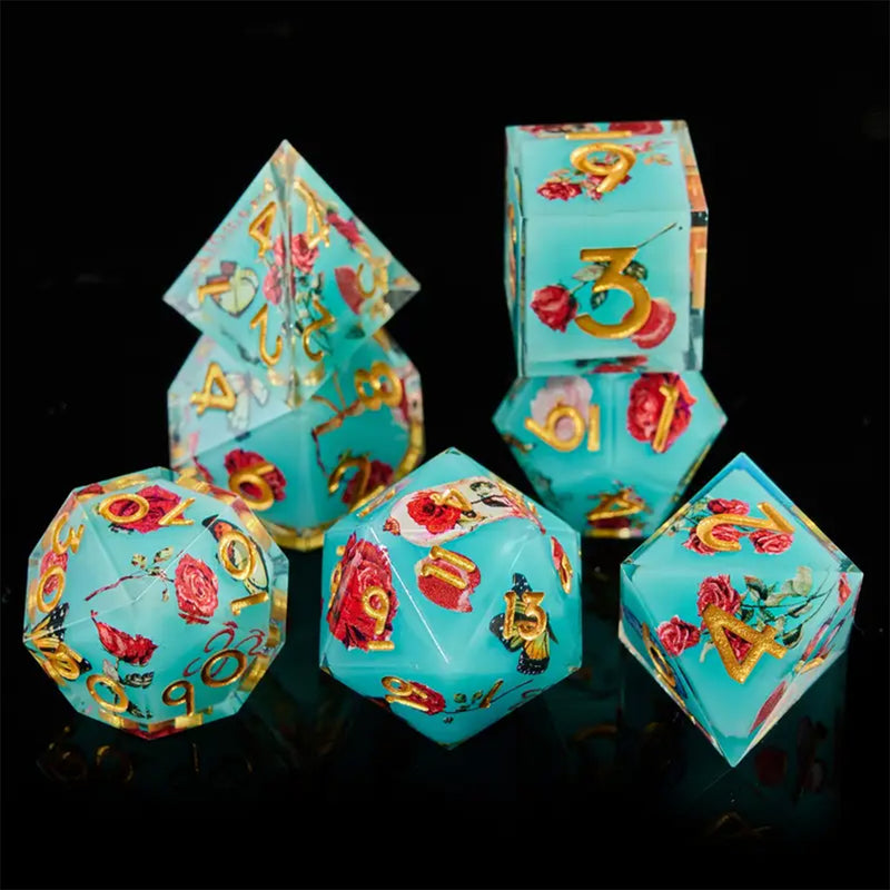 Secret Garden - Handcrafted Sharp Edge Dice Set & Dice Case