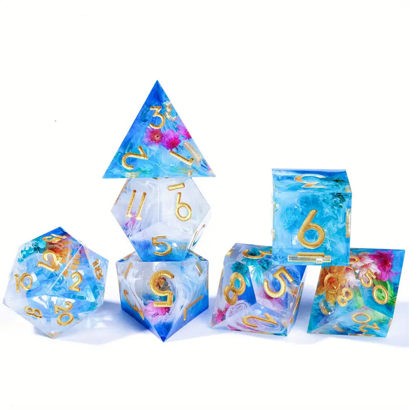 Ariel's Garden - Handcrafted Sharp Edge Dice Set  & Dice Case