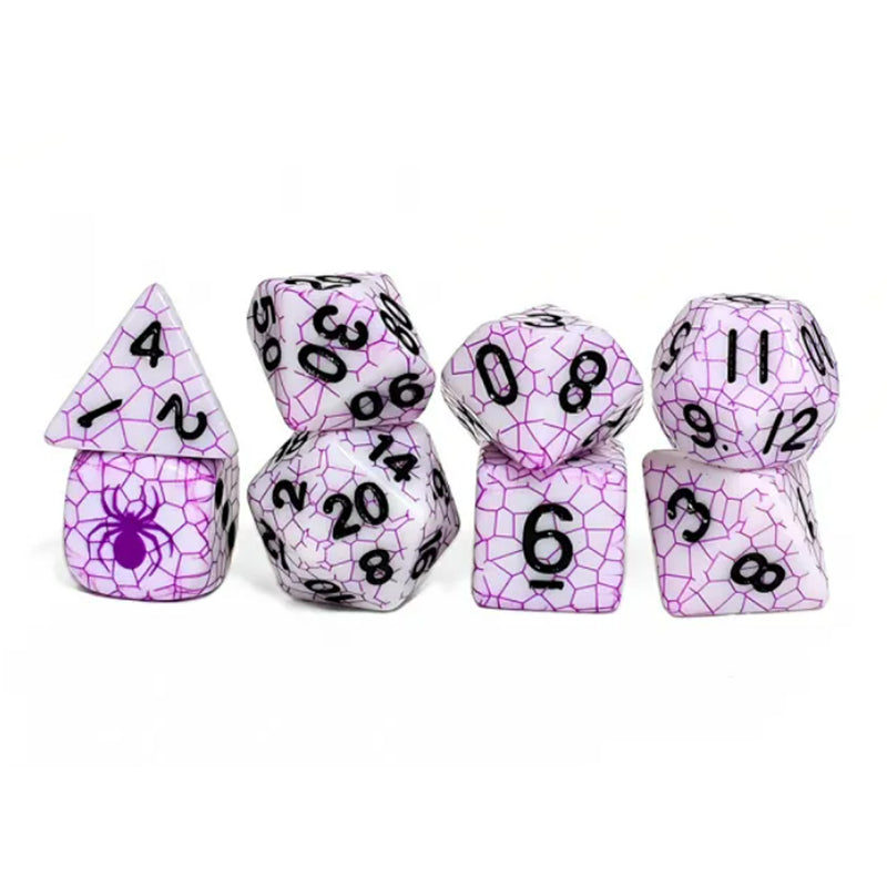 Purple Spider - 8 Piece  Polyhedral Dice Set + Dice Bag