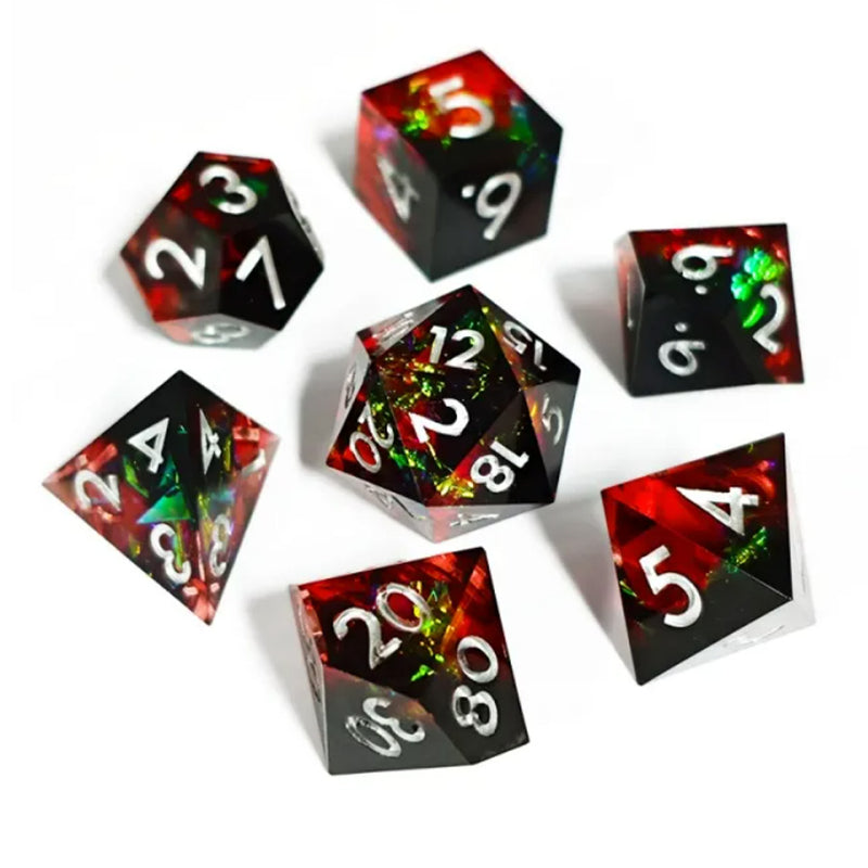 Red Light, Green Light - Handcrafted Sharp Edge Dice Set & Dice Case