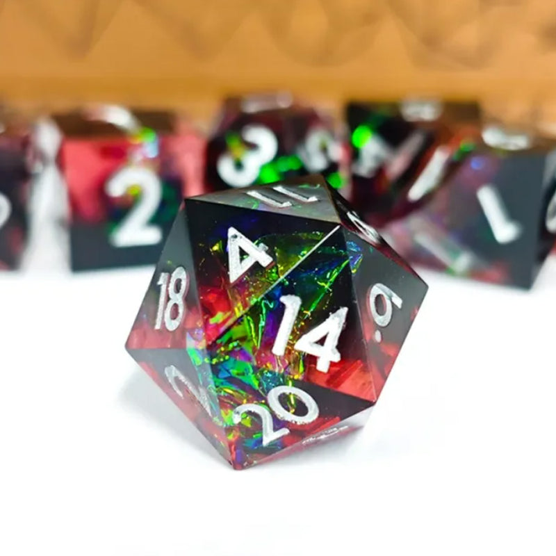 Red Light, Green Light - Handcrafted Sharp Edge Dice Set & Dice Case