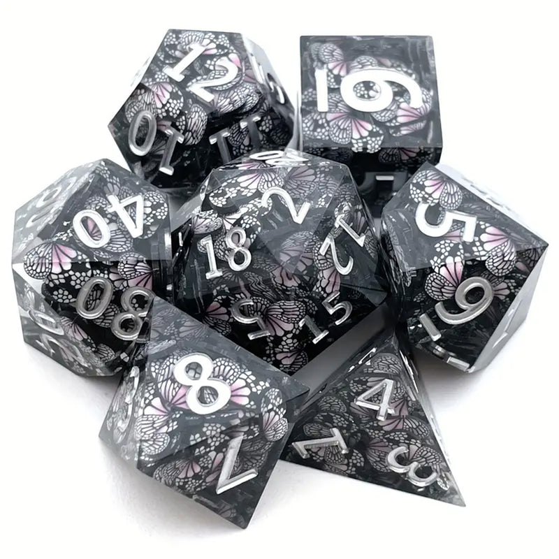 Luminous Butterfly - Sharp Edge Dice Set & Dice Case