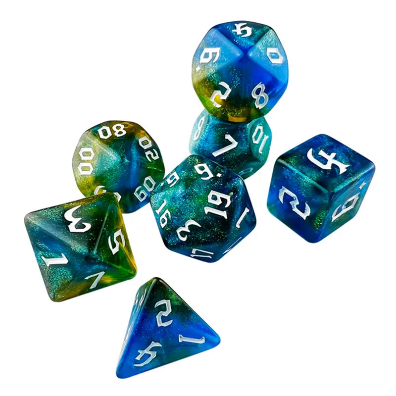 Oceans Harvest - 7 Piece Polyhedral Dice Set + Dice Bag