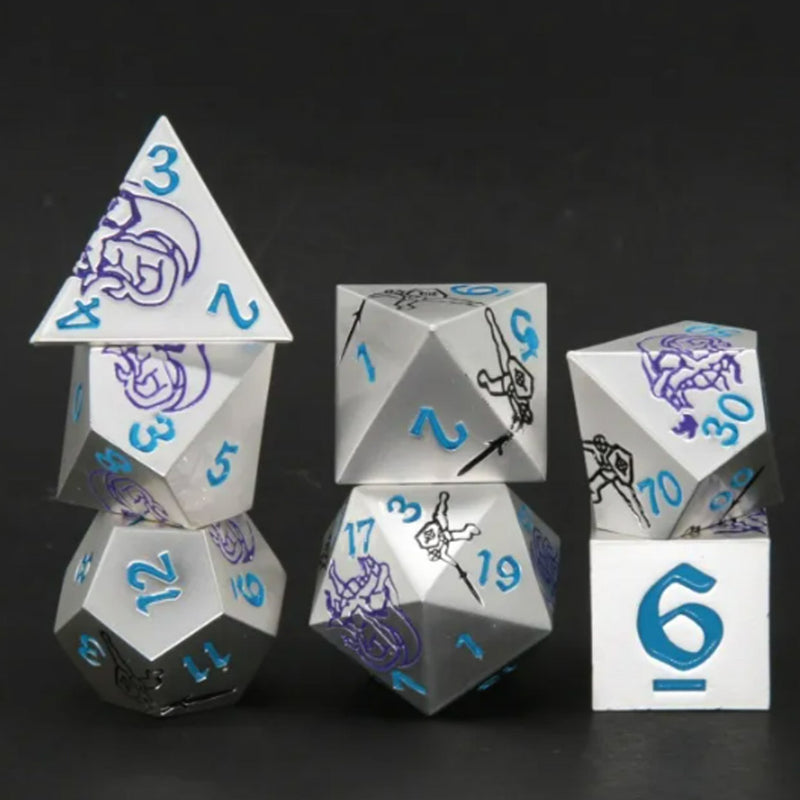 Heroes End Metal Dice - 7 Piece Metal Polyhedral Dice Set