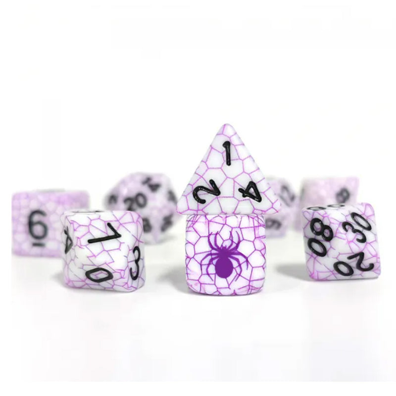 Purple Spider - 8 Piece  Polyhedral Dice Set + Dice Bag