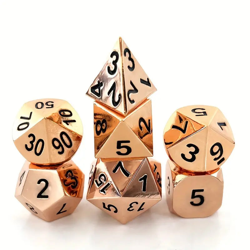 Kobold Copper 7 Piece Metal Polyhedral Dice Set & Dice Case