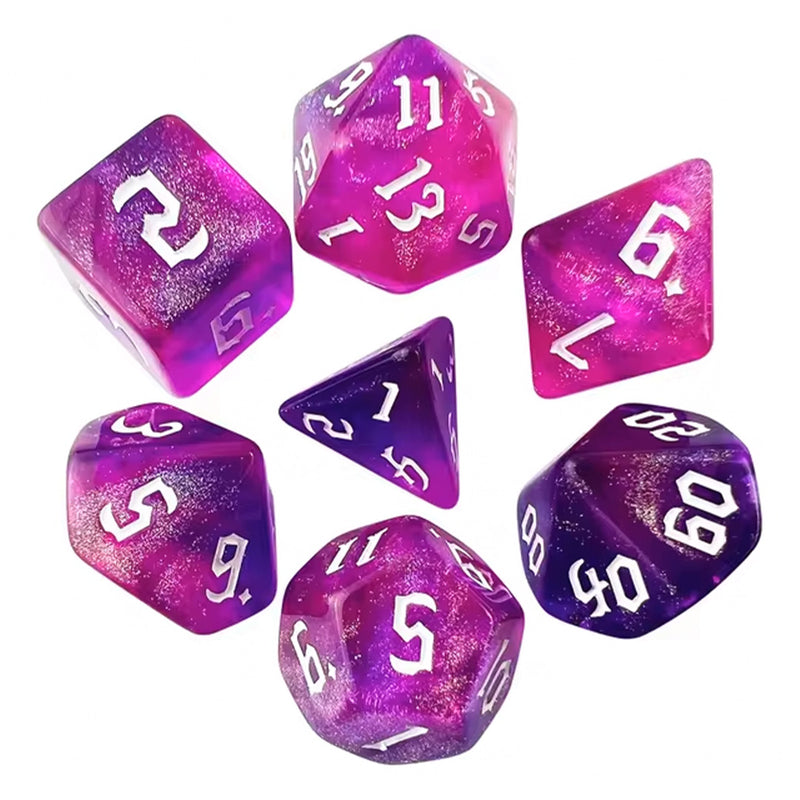 Blossom Valley - 7 Piece Polyhedral Dice Set + Dice Bag