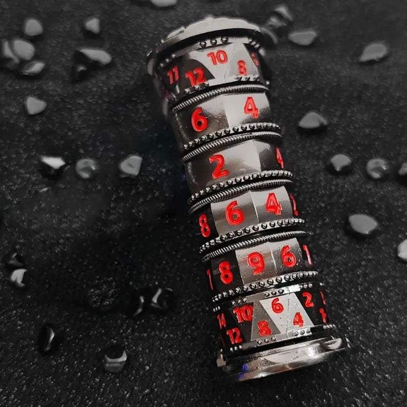 Red & Black Metal Pagoda Spinner Dice Set