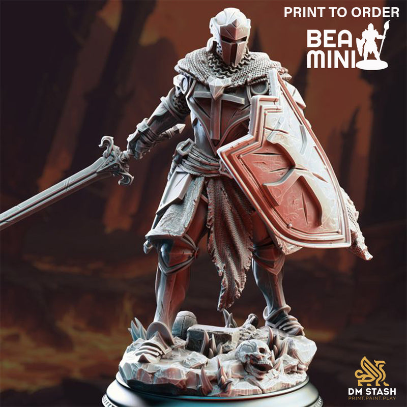 Cursed Paladin of Vengeance - Leopold the Undying | BeaMini Print to Order Miniatures